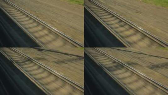 火车行驶中窗外的轨道高清在线视频素材下载