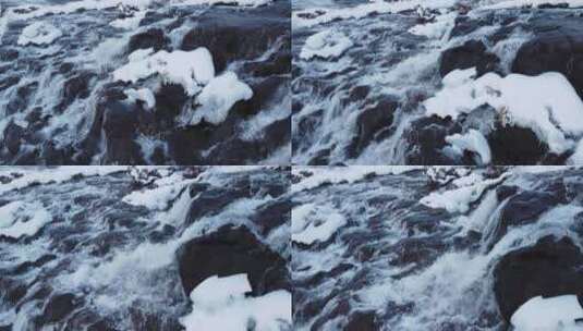 瀑布流水冬季特写高清在线视频素材下载