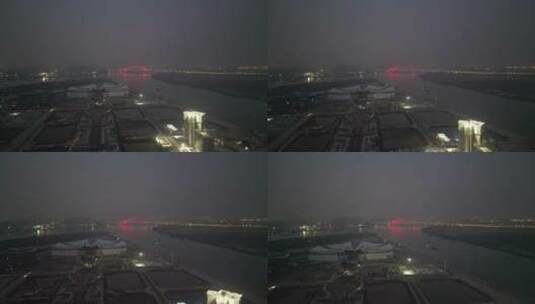 南沙明珠湾大桥夜景航拍高清在线视频素材下载