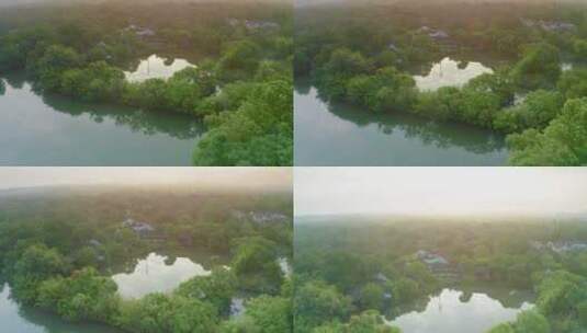 杭州西溪湿地公园初夏航拍高清在线视频素材下载
