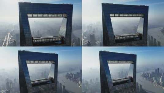 上海陆家嘴地标环球金融中心航拍高清在线视频素材下载