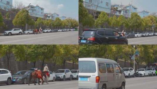 云南旅游风光大理公路骑马的男子高清在线视频素材下载