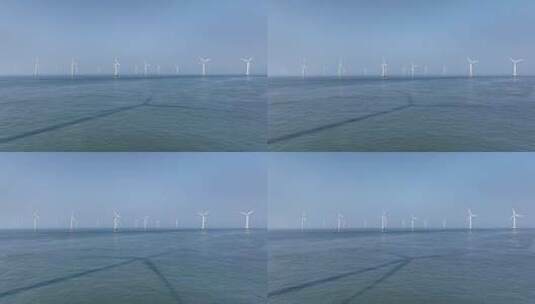 航拍海上风力发电场高清在线视频素材下载