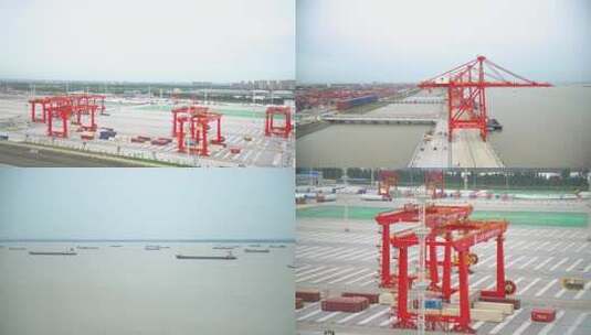 6253 港口 港机 长江高清在线视频素材下载