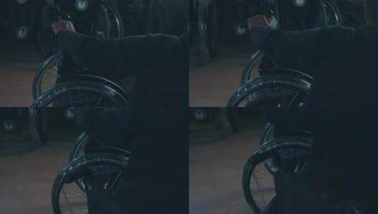 残疾人装配轮椅高清在线视频素材下载