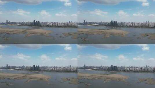 枯水期南昌赣江城市风光航拍高清在线视频素材下载