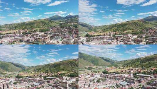 西藏 航拍 空镜 建筑 蓝天高清在线视频素材下载