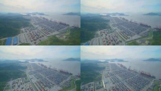 港口码头航拍宁波港高清在线视频素材下载