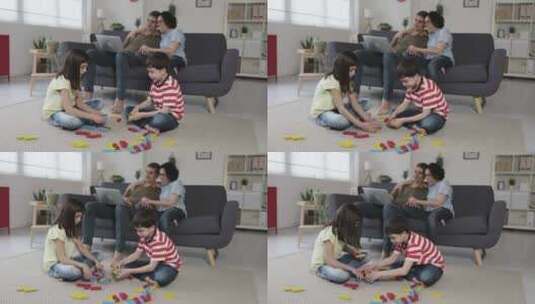 孩子们在地板上玩耍高清在线视频素材下载