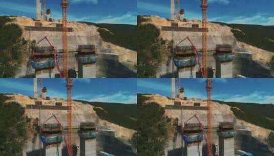 无人机高架桥施工视图高清在线视频素材下载