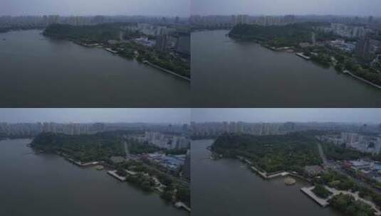 镇江长江路滨江公园广场航拍高清在线视频素材下载