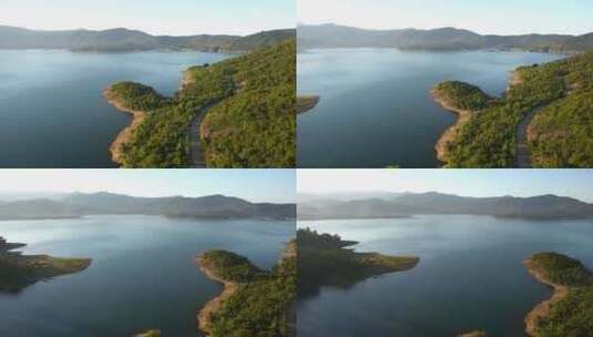 智利美丽的科尔本湖，岸边有树木高清在线视频素材下载