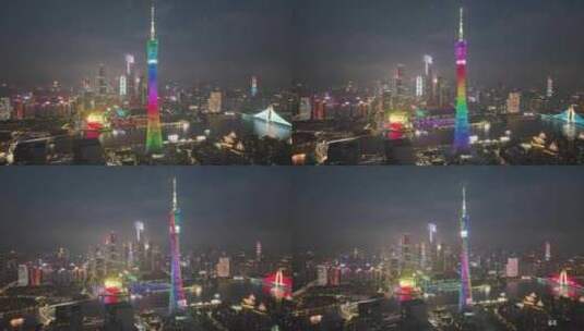 广东塔夜景灯光秀高清在线视频素材下载