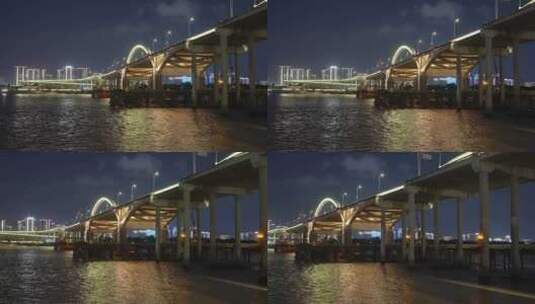 温州瓯江大桥夜景高清在线视频素材下载