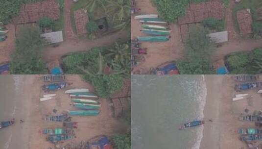 印度瓦尔卡拉的传统渔村。自上而下的无人机视图高清在线视频素材下载