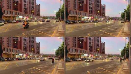 过马路 汽车 公路 城市 路灯 商铺3高清在线视频素材下载