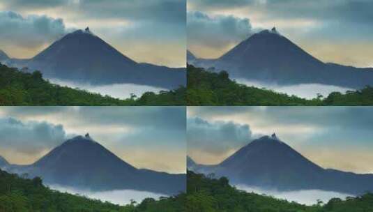 高山森林火山喷发高清在线视频素材下载