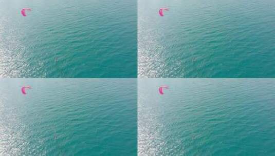 海面上风筝冲浪的人高清在线视频素材下载
