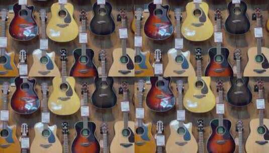 音乐商店吉他售卖柜台高清在线视频素材下载