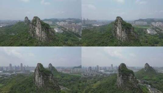 广西柳州奇石公园奇石博物馆航拍高清在线视频素材下载