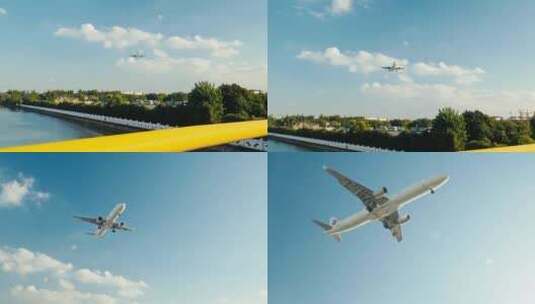 4K拍摄民航客机降落机场高清在线视频素材下载