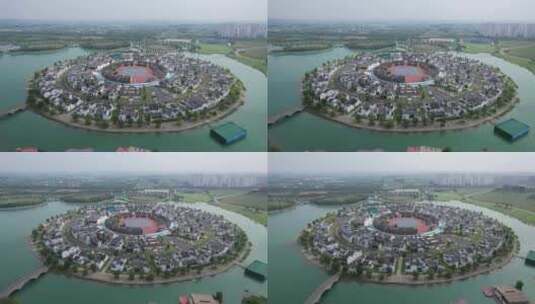 中国蚌埠古民居博览园航拍高清在线视频素材下载