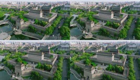 西安城墙建筑 永宁门风光高清在线视频素材下载