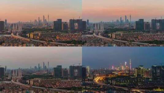 8K实拍广州洛溪大桥日转夜高清在线视频素材下载