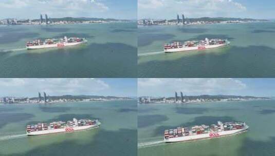 海上货轮远洋航行航拍轮船行驶远行唯美风光高清在线视频素材下载