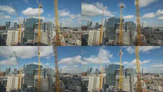 城市建设施工现场起重机吊机高清在线视频素材下载