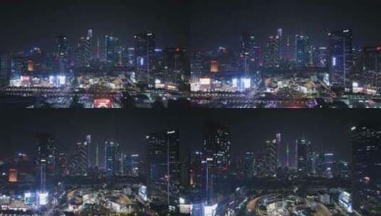 广州中轴线夜景航拍城市夜晚建筑灯光风光高清在线视频素材下载