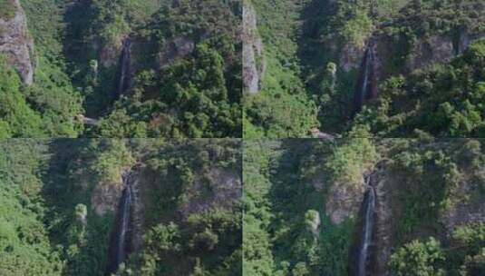 航拍森林瀑布生态高山流水自然景观高清在线视频素材下载