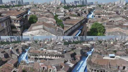 航拍广东江门墟顶老街古建筑高清在线视频素材下载