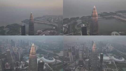 深圳华润大厦俯拍高清在线视频素材下载