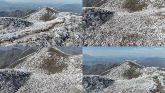 江南杭州鸬鸟山雪景雾凇奇观航拍高清在线视频素材下载