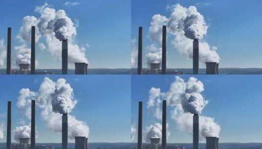 工厂烟囱排放的白烟 空气污染高清在线视频素材下载
