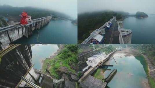 衢州小湖南大坝穿越机航拍高清在线视频素材下载