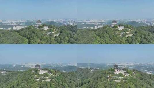 惠州挂榜阁航拍红花湖景区山峰山顶风光风景高清在线视频素材下载