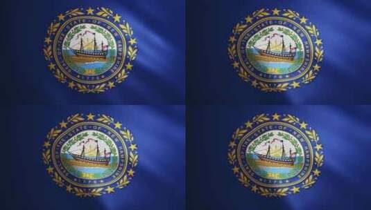 新罕布什尔州国旗，织物纹理随风移动。挥舞高清在线视频素材下载