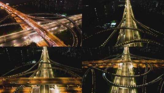 城市立交桥高架桥夜景汽车车流视频素材高清在线视频素材下载