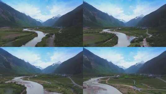 西藏林芝雪山峡谷航拍高清在线视频素材下载