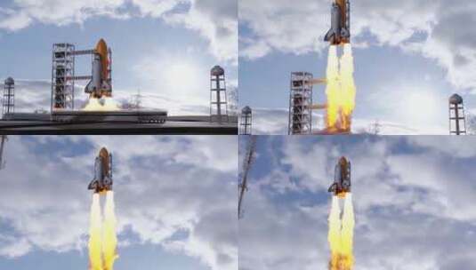 火箭升空三维动画高清在线视频素材下载