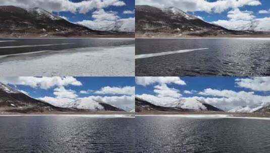 西藏旅行湖泊春季自然风光航拍高清在线视频素材下载