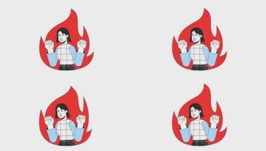 愤怒的女人与情绪倦怠线2D动画高清在线视频素材下载
