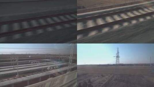 铁路铁轨窗外风景高清在线视频素材下载