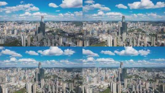 贵州贵阳城市高楼蓝天白云航拍延时4K高清在线视频素材下载
