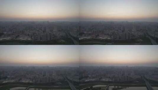 广东茂名城市清晨日出彩霞航拍高清在线视频素材下载