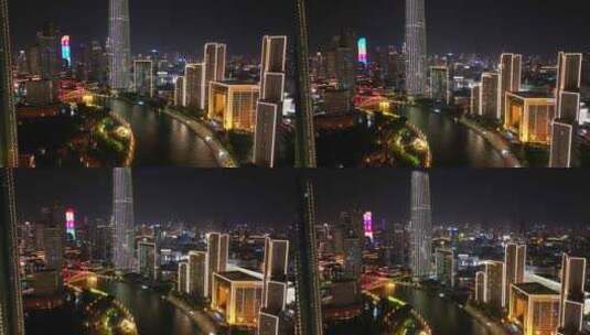 中国天津城市夜景灯光航拍高清在线视频素材下载