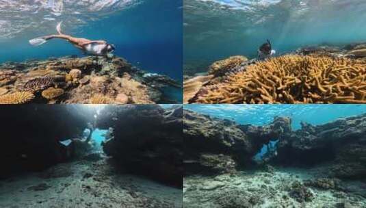 比基尼美女大海潜水海岛旅行度假村度假酒店高清在线视频素材下载