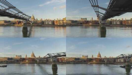 伦敦，大教堂，泰晤士河，桥高清在线视频素材下载